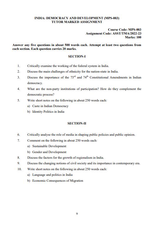 ignou mps assignment questions