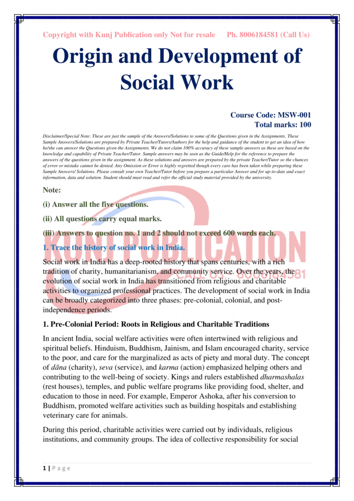 IGNOU MSW-001 SOLVED ASSIGNMENT 2024-25 ENGLISH MEDIUM