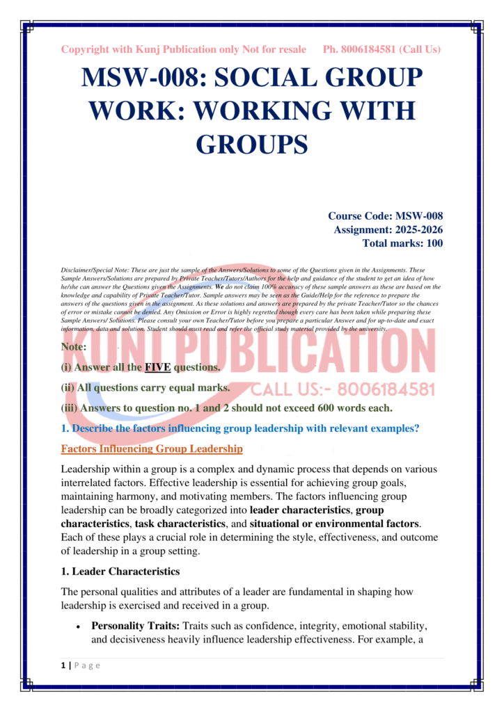 IGNOU MSW-008 SOLVED ASSIGNMENT 2025-26 ENGLISH MEDIUM
