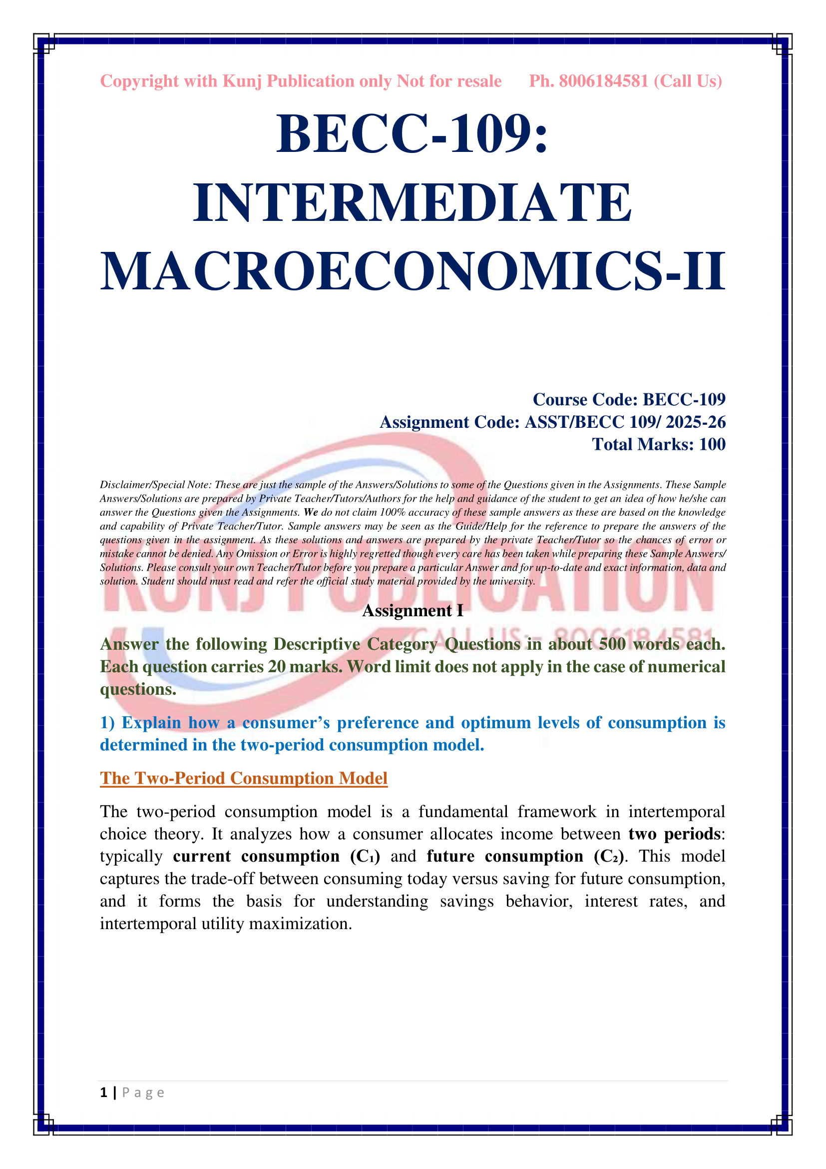 BECC-109 EM 2025-26 KUNJ PUBLICATION-02
