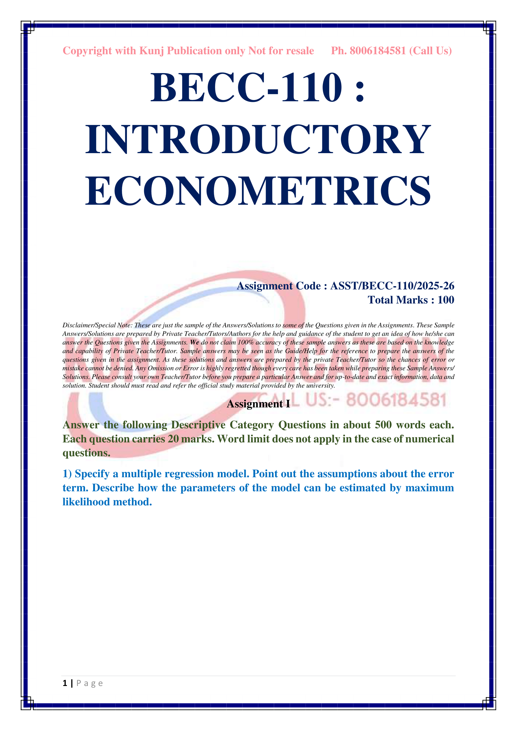 BECC-110 EM 2025-26 KUNJ PUBLICATION-02