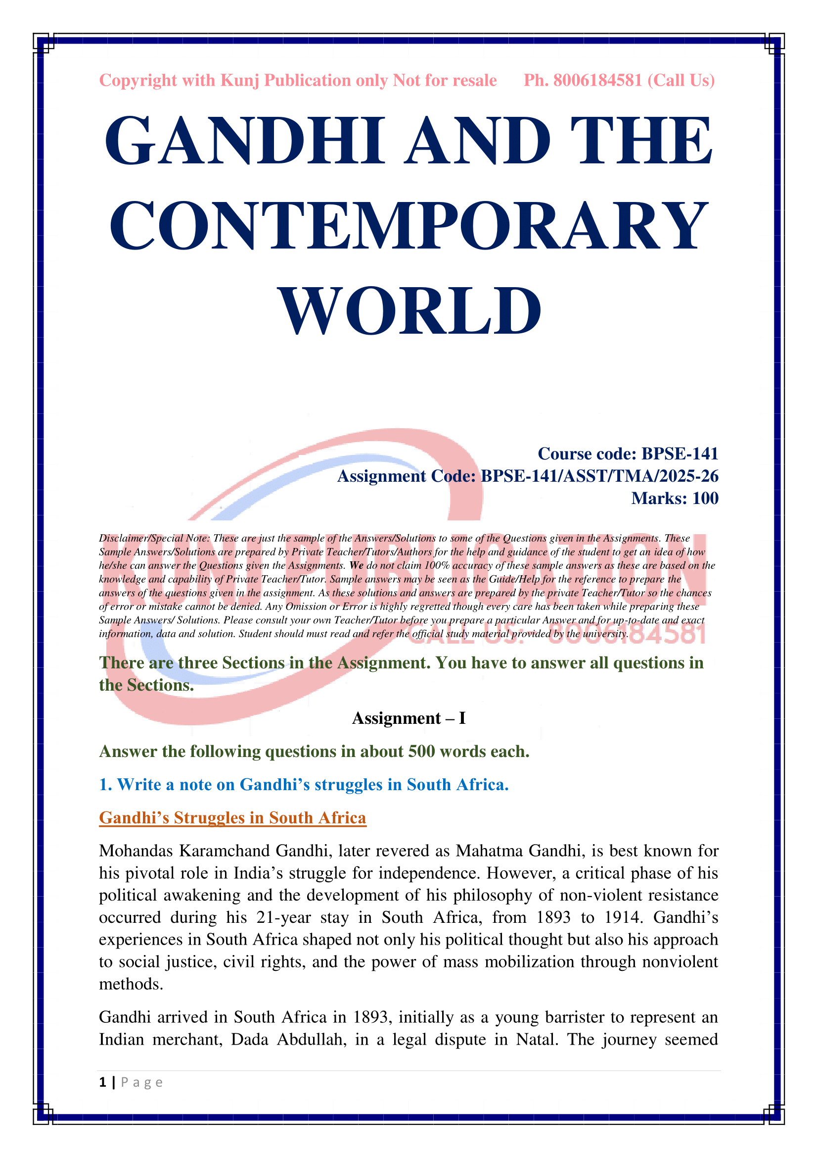 BPSE-141 EM 2025-26 KUNJ PUBLICATION-02