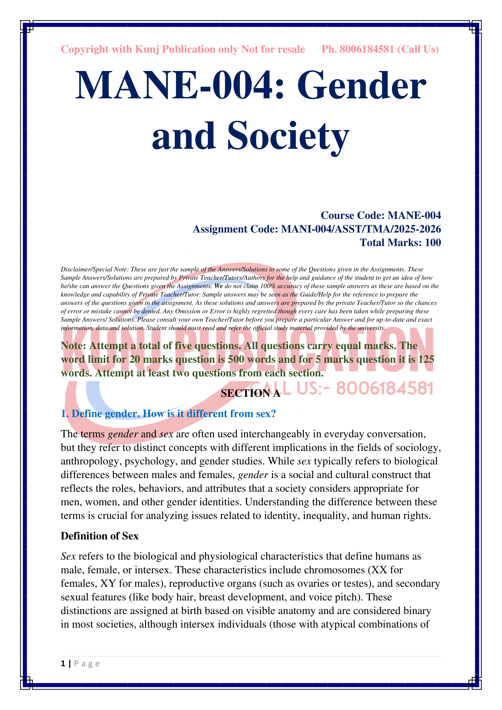 MANE-004 2025-26 KUNJ PUBLICATION-02