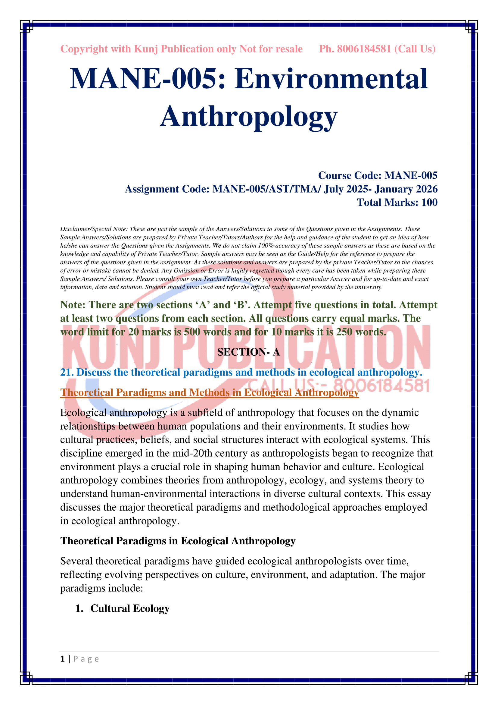 MANE-005 2025-26 KUNJ PUBLICATION-02