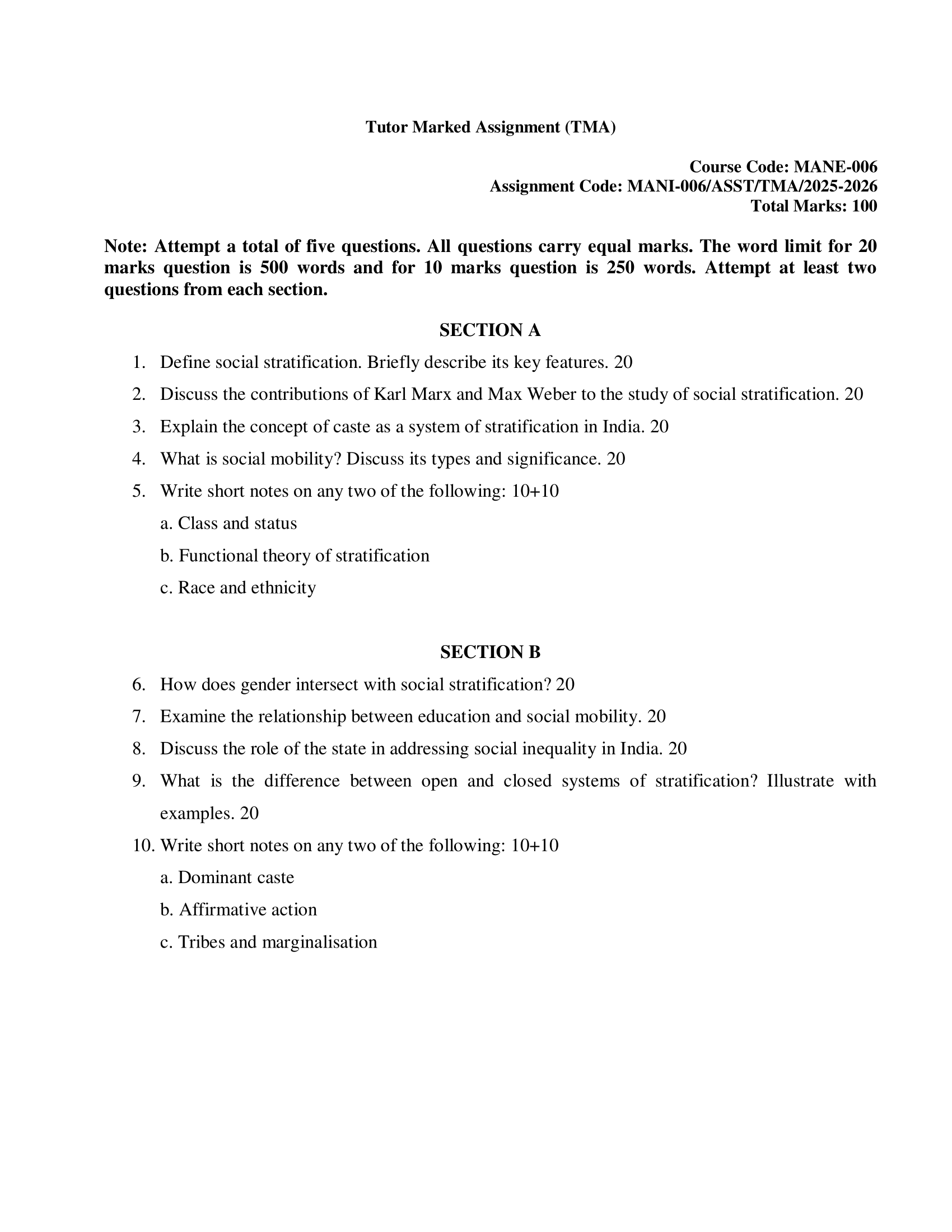 MANE-006 2025-26 KUNJ PUBLICATION-01