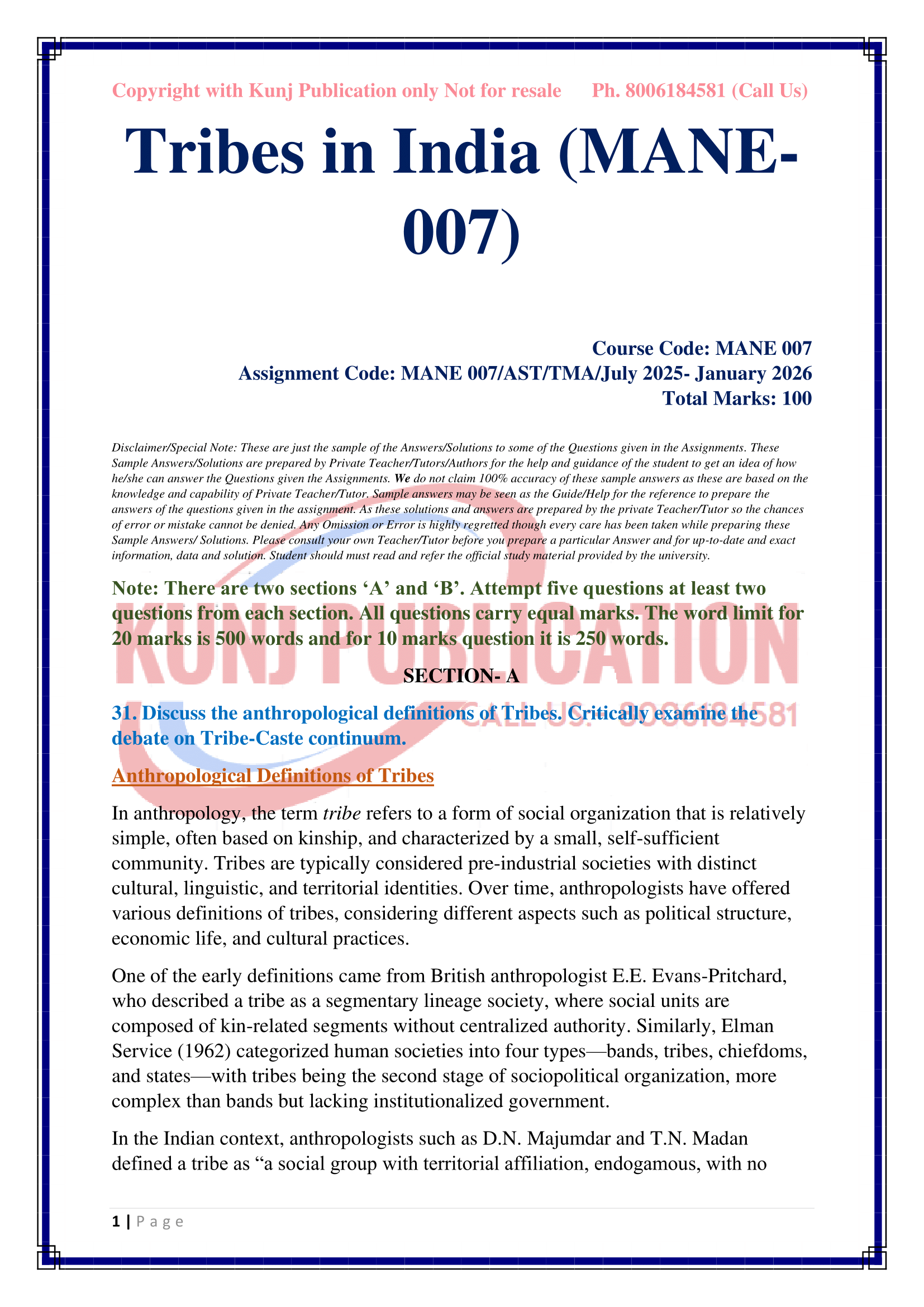 MANE-007 2025-26 KUNJ PUBLICATION-02