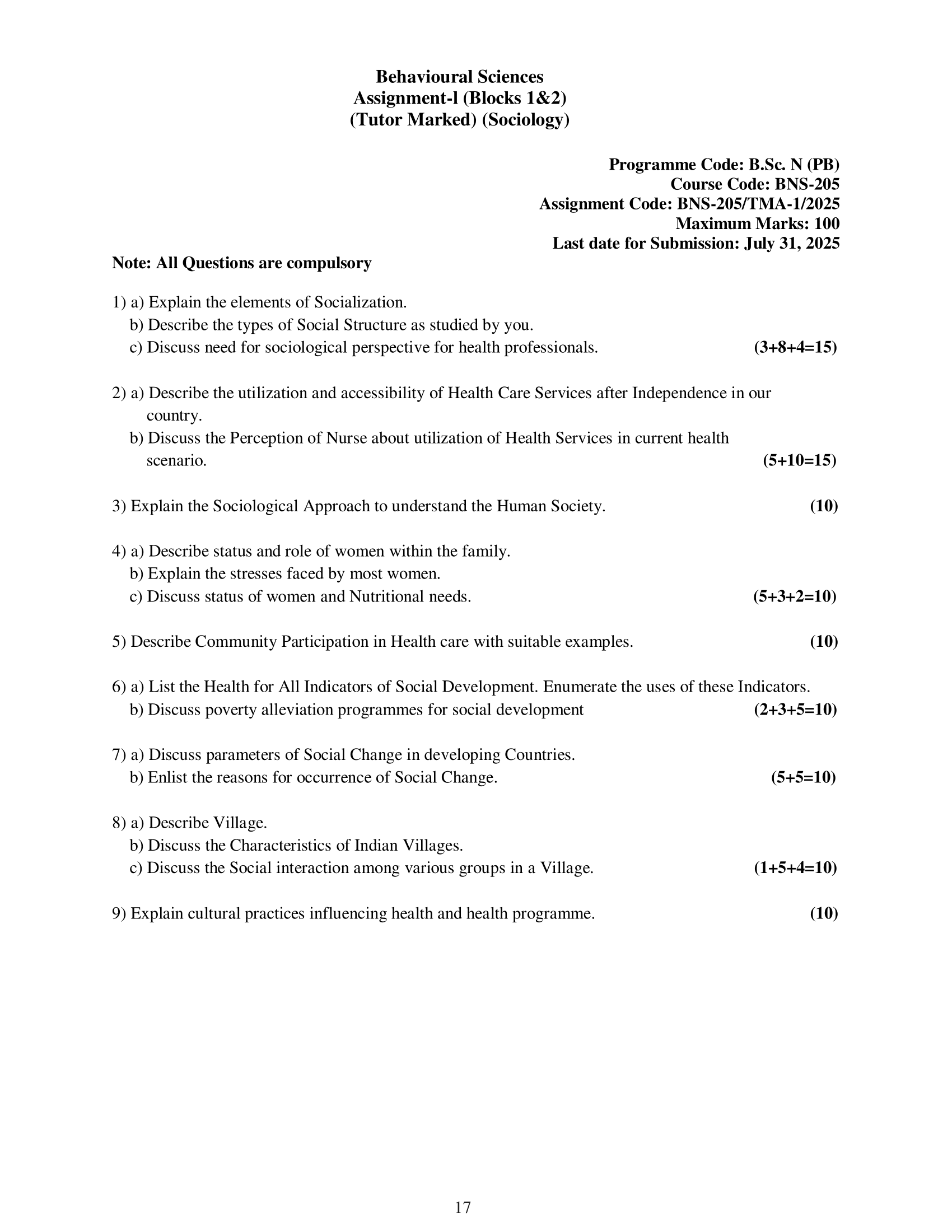 BNS-205 TMA-1 EM 2025 KUNJ PUBLICATION-01