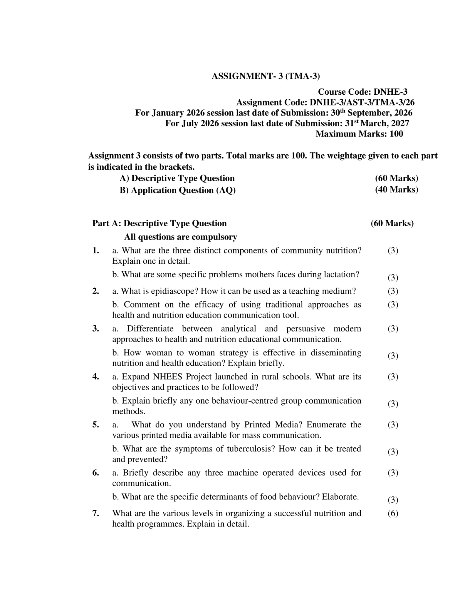 IGNOU DNHE-03 SOLVED ASSIGNMENT 2026 ENGLISH MEDIUM