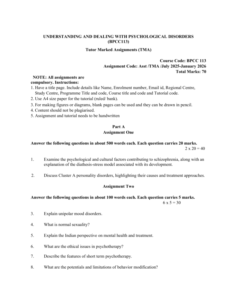 IGNOU BPCC-113 SOLVED ASSIGNMENT 2025-26 ENGLISH MEDIUM