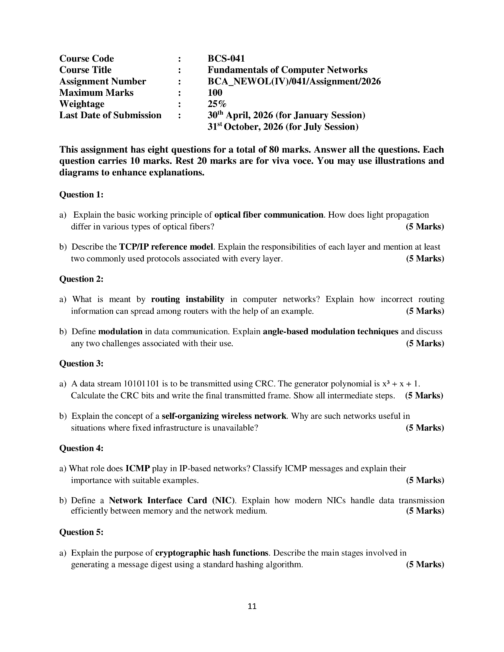 IGNOU BCS-041 SOLVED ASSIGNMENT 2026 ENGLISH MEDIUM