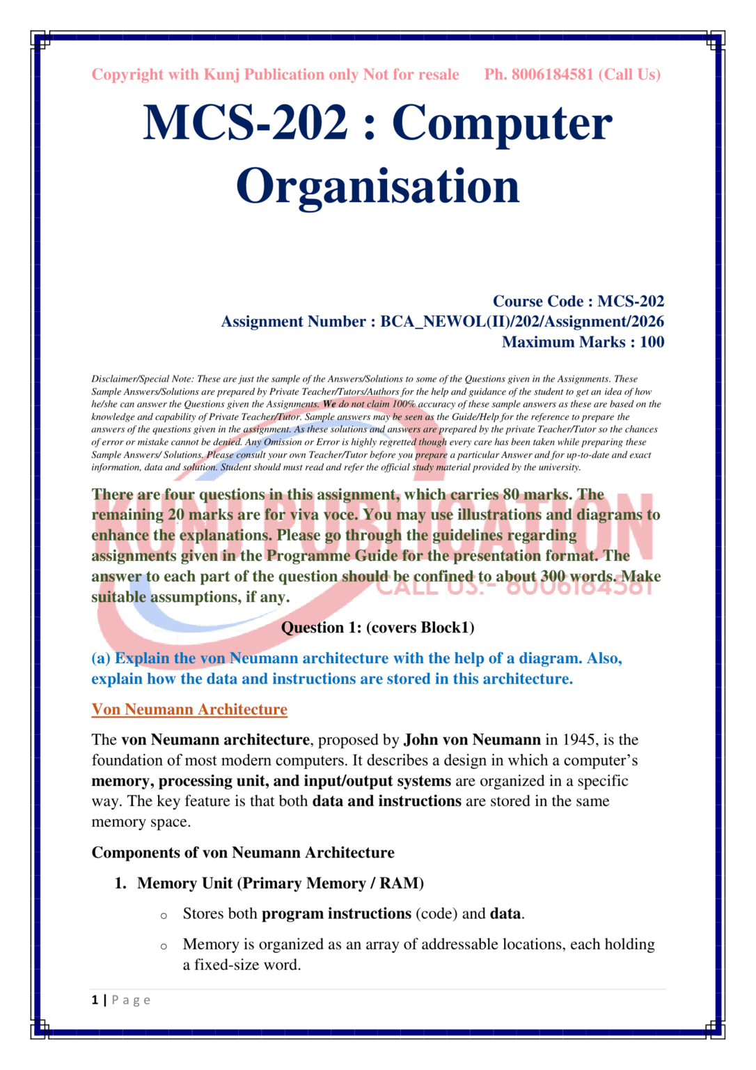 IGNOU MCS-202 SOLVED ASSIGNMENT 2026 ENGLISH MEDIUM