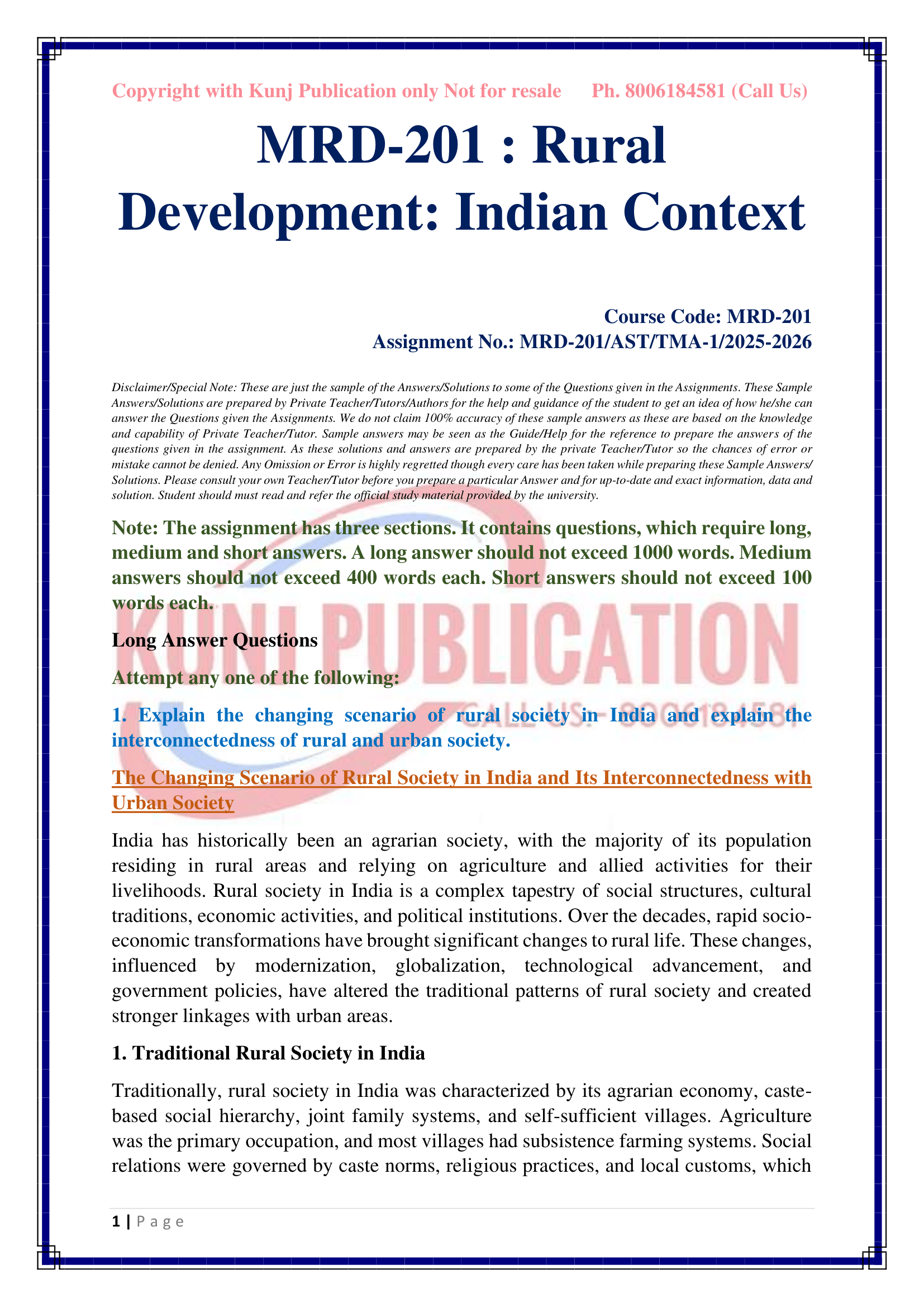 PGDRD MRD-201 EM 2025-26 KUNJ PUBLICATION-02