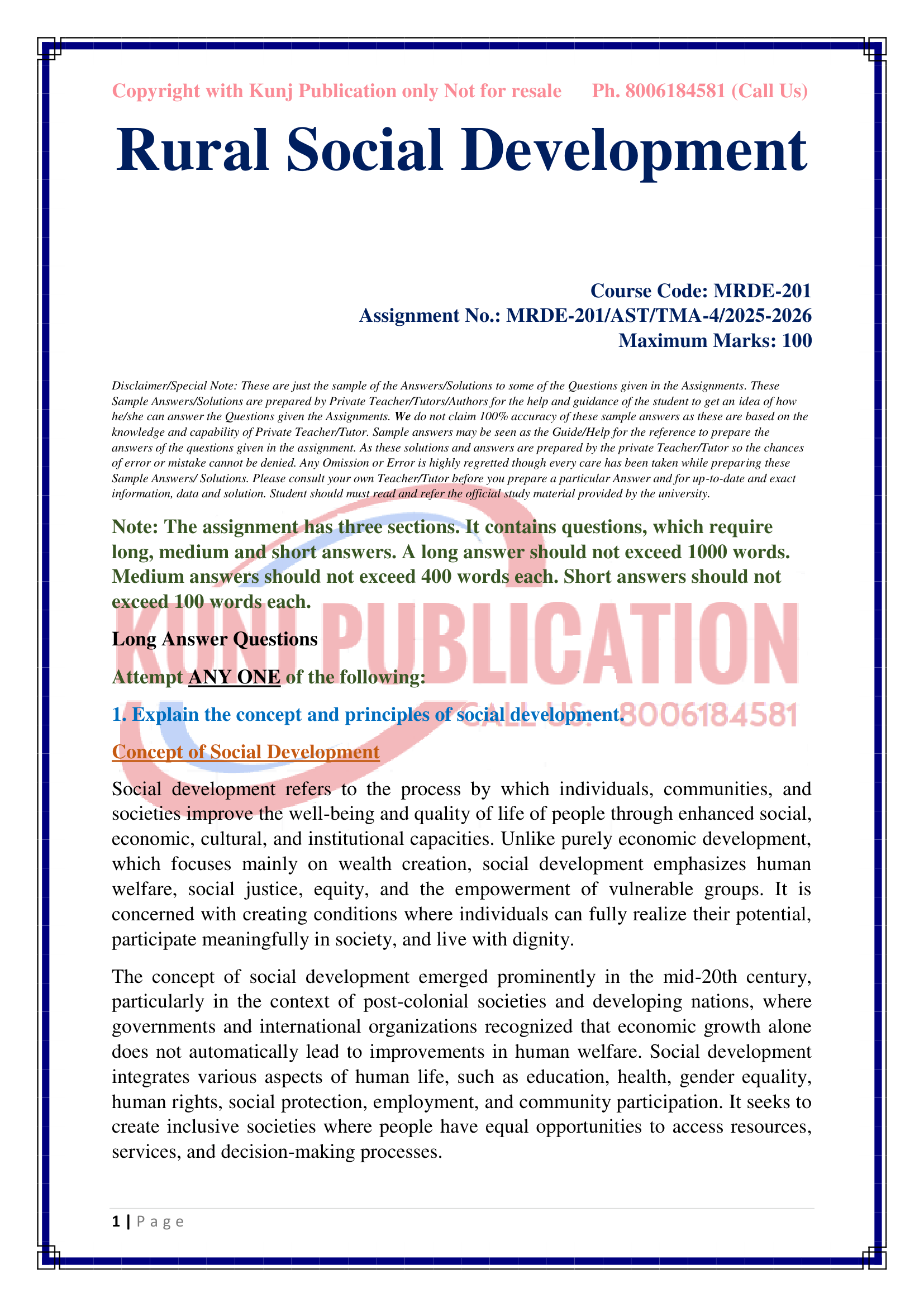 PGDRD MRDE-201 EM 2025-26 KUNJ PUBLICATION-02