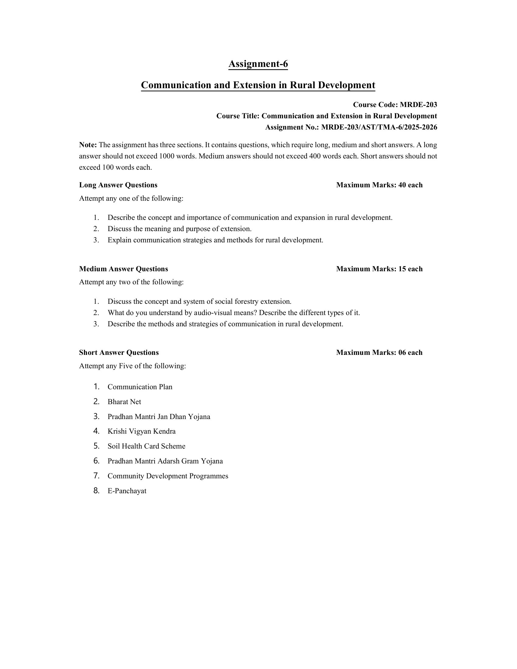 PGDRD MRDE-203 EM 2025-26 KUNJ PUBLICATION-01