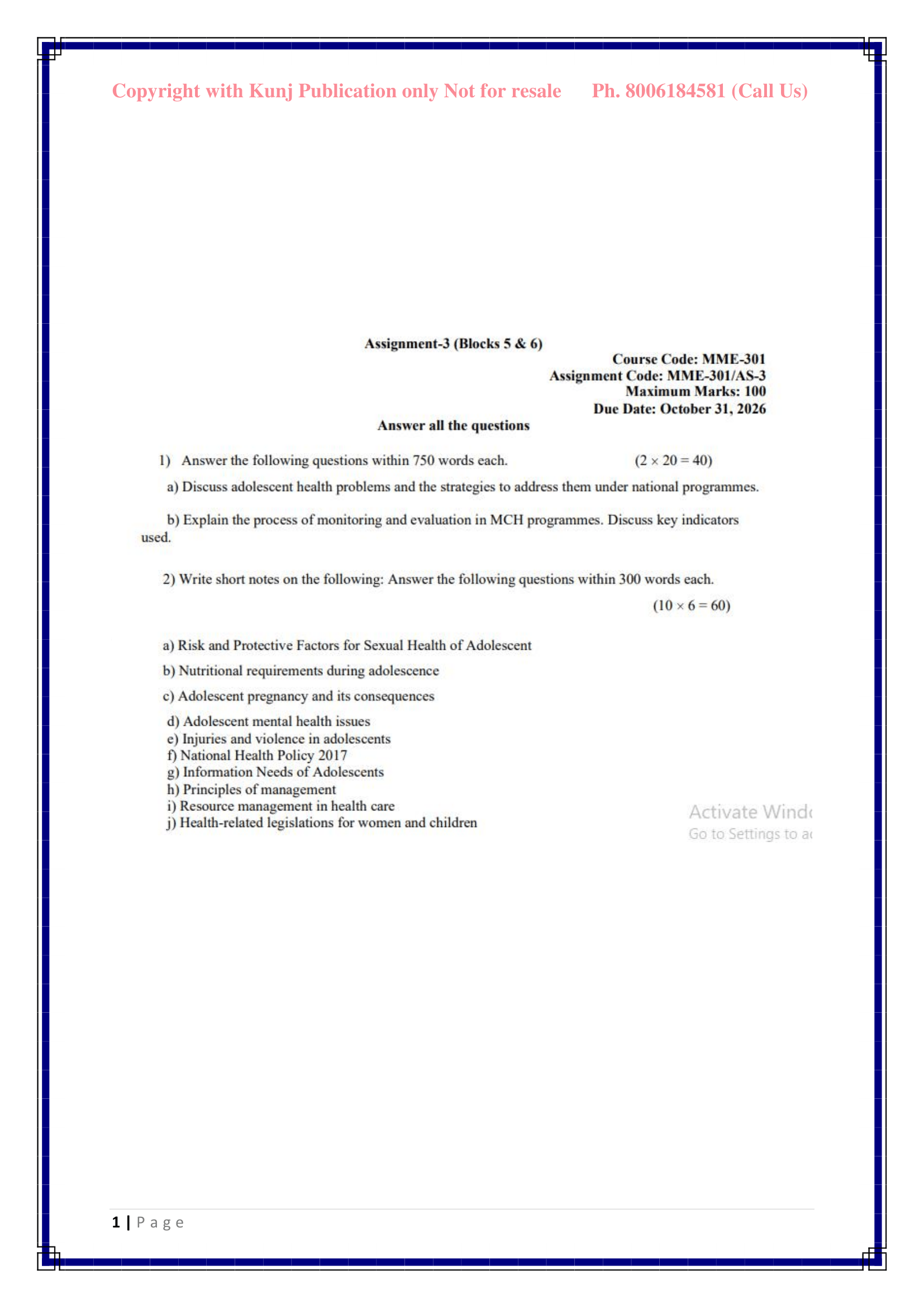 MME-301 AS-3, 2026 KUNJ PUBLICATION-01