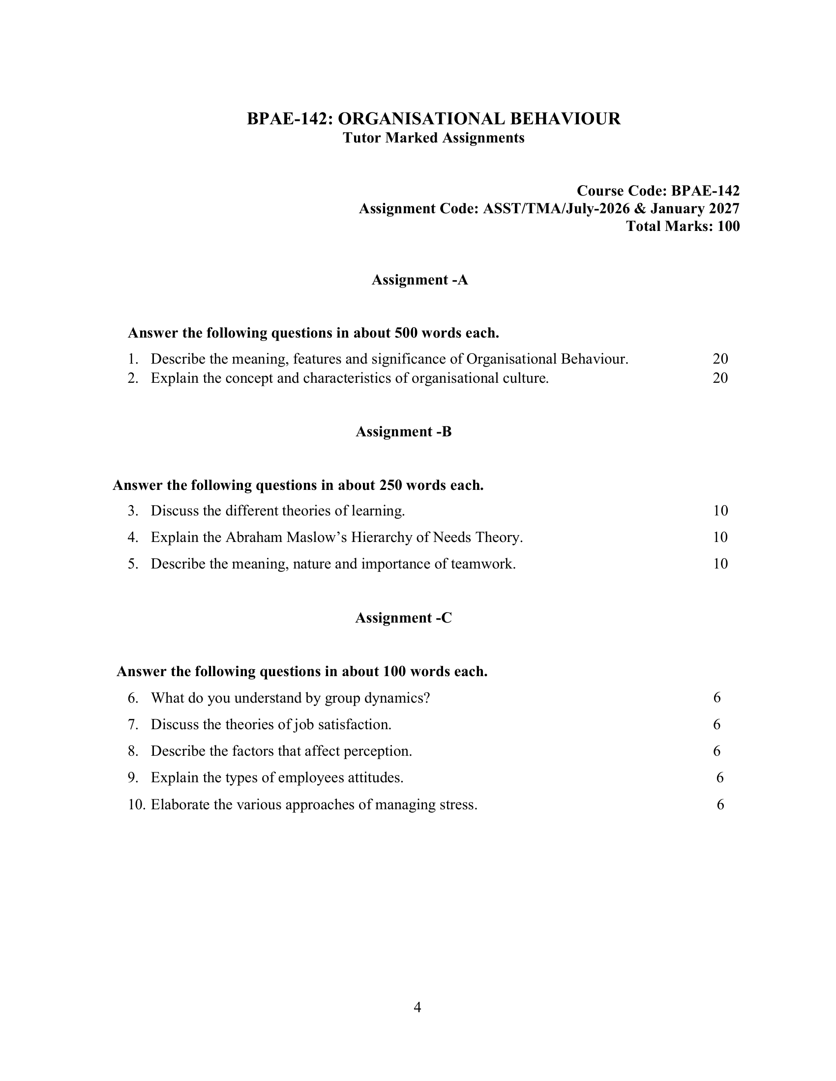 BPAE-142 EM 2026-27 KUNJ PUBLICATION-01