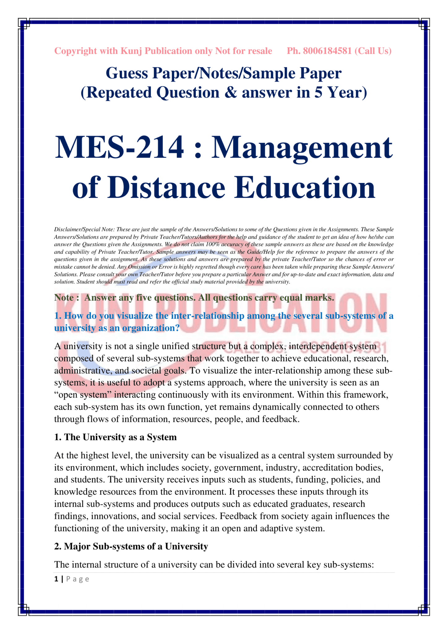 IGNOU MES-214 GUESS PAPER/NOTES/SAMPLE PAPER ENGLISH MEDIUM