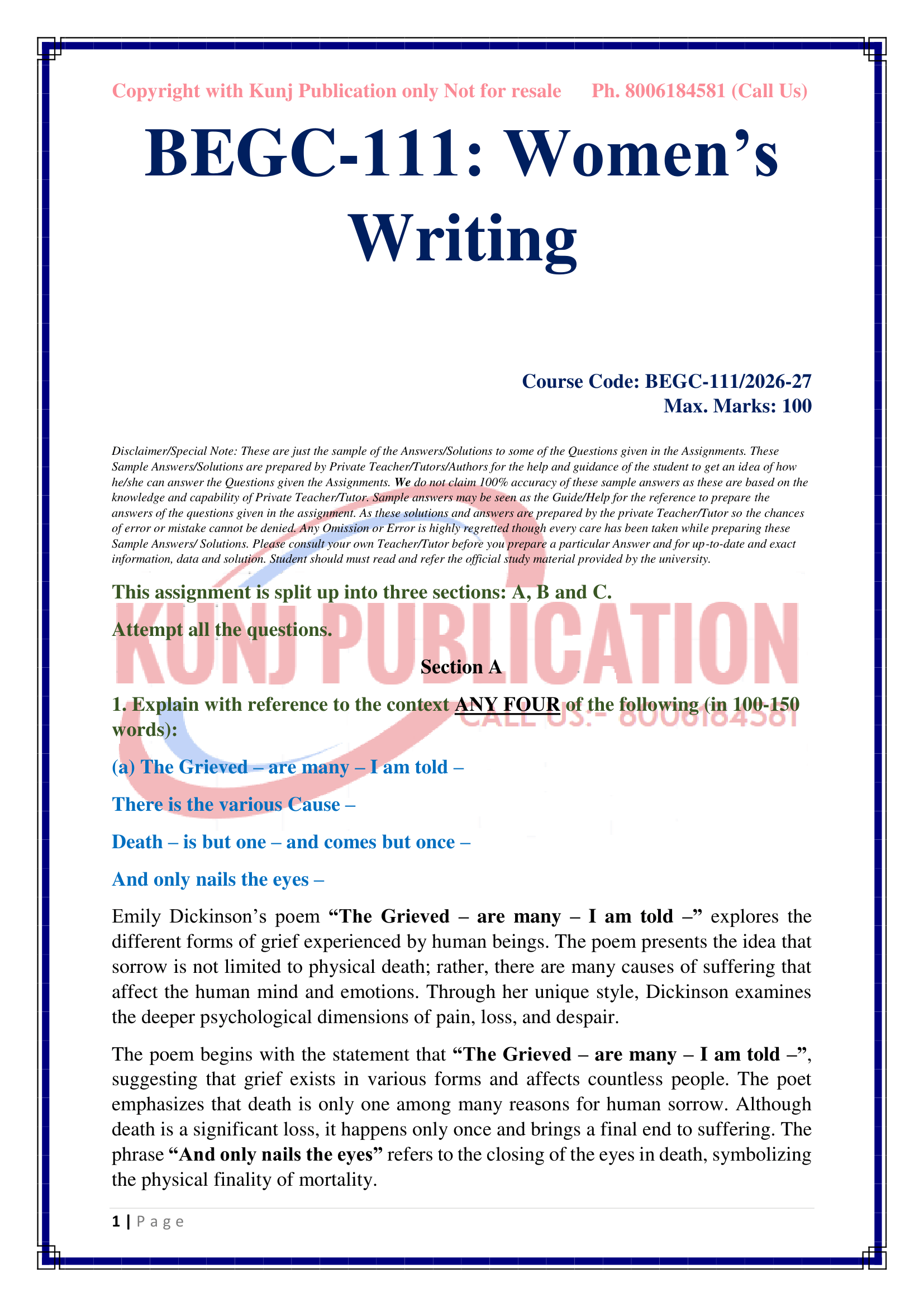 BEGC-111 EM 2026-27 KUNJ PUBLICATION-03