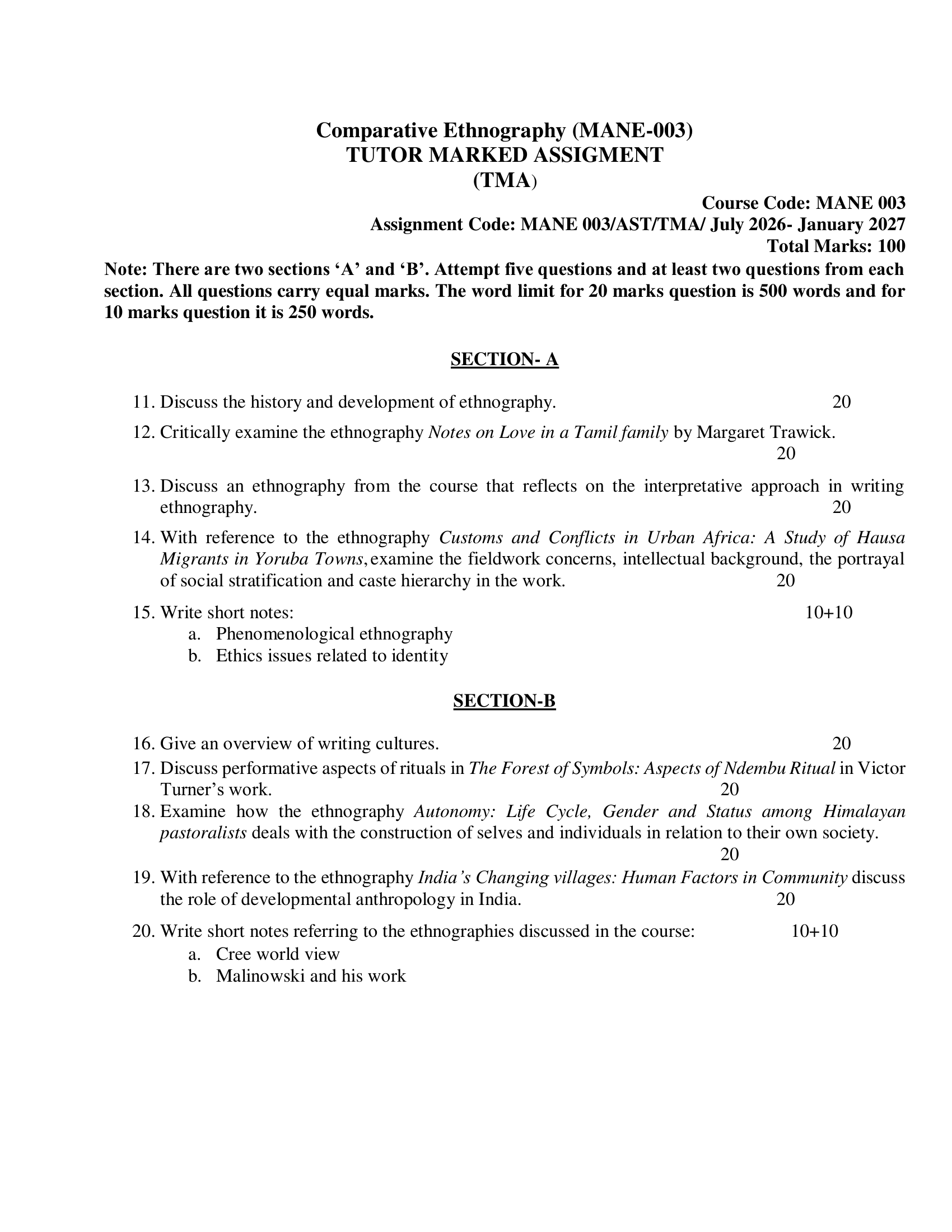 MANE-003 EM 2026-27 KUNJ PUBLICATION-01