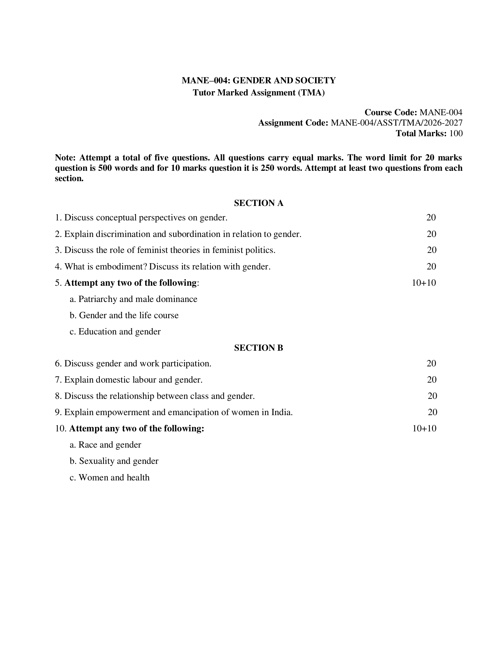 MANE-004 EM 2026-27 KUNJ PUBLICATION-01