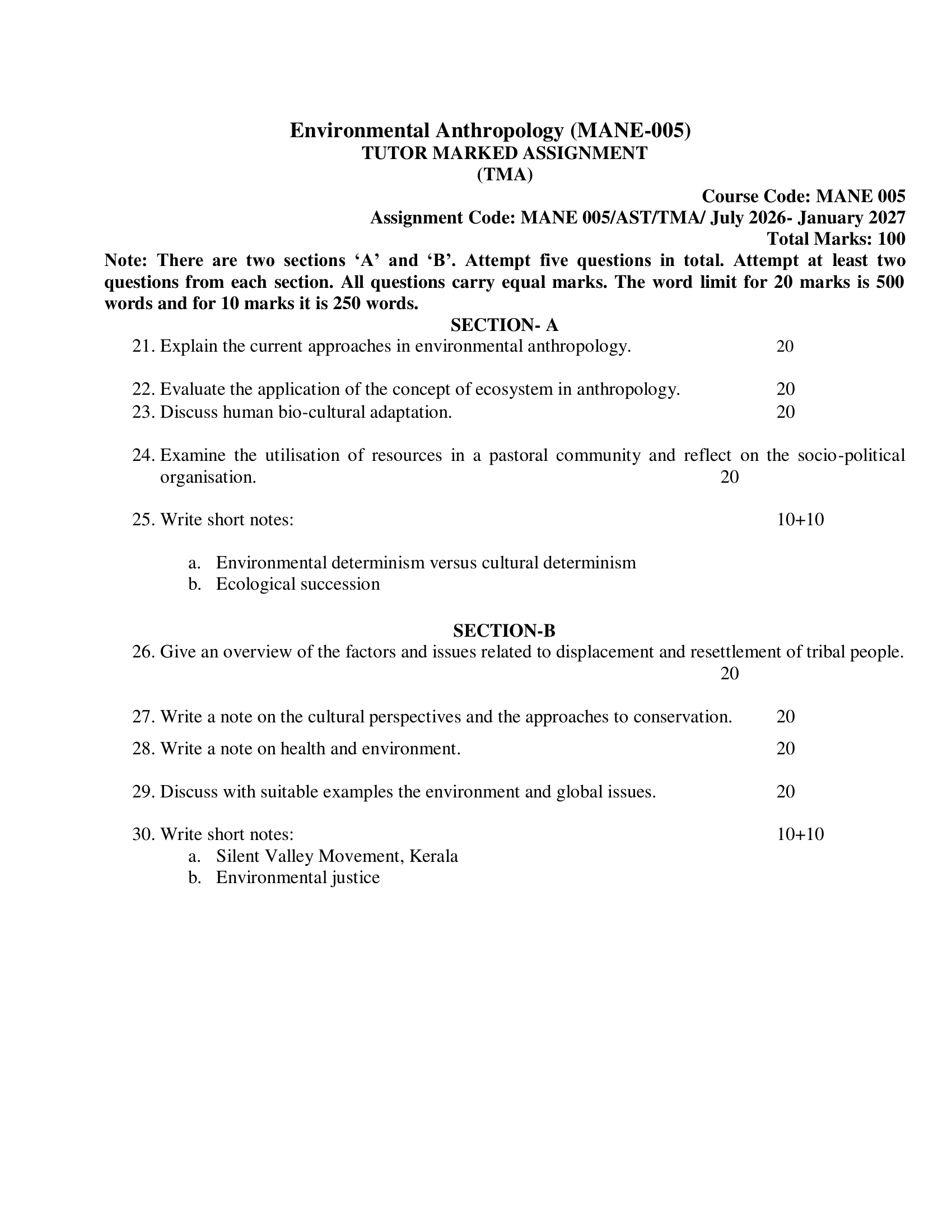 MANE-005 EM 2026-27 KUNJ PUBLICATION-01