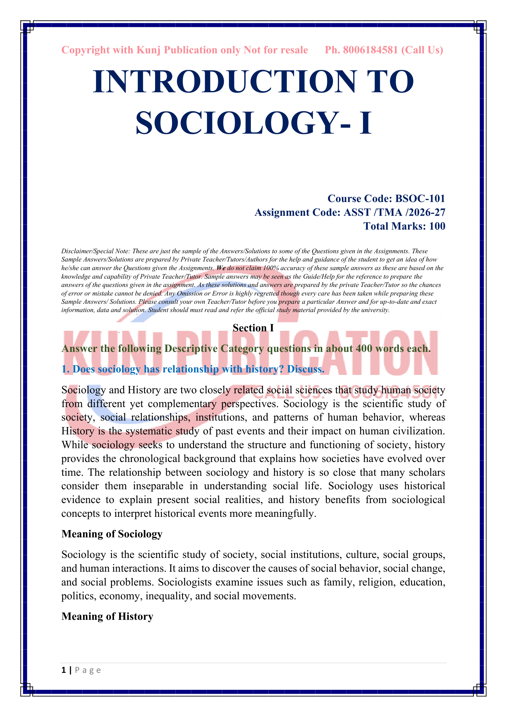 BSOC-101 EM 2026-27 KUNJ PUBLICATION-02