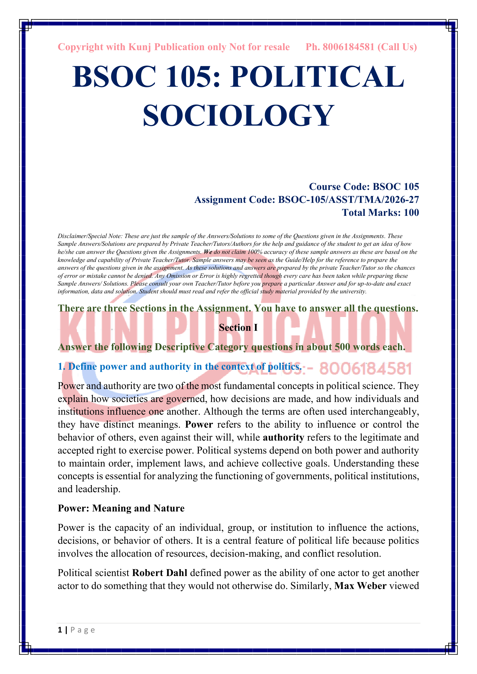 BSOC-105 EM 2026-27 KUNJ PUBLICATION-02