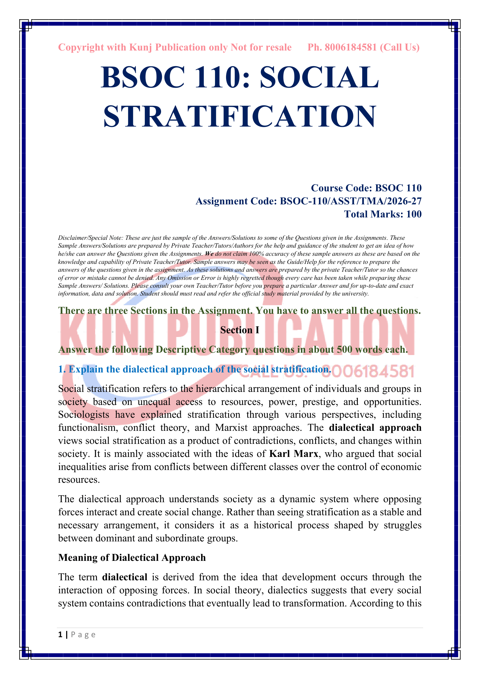 BSOC-110 EM 2026-27 KUNJ PUBLICATION-02