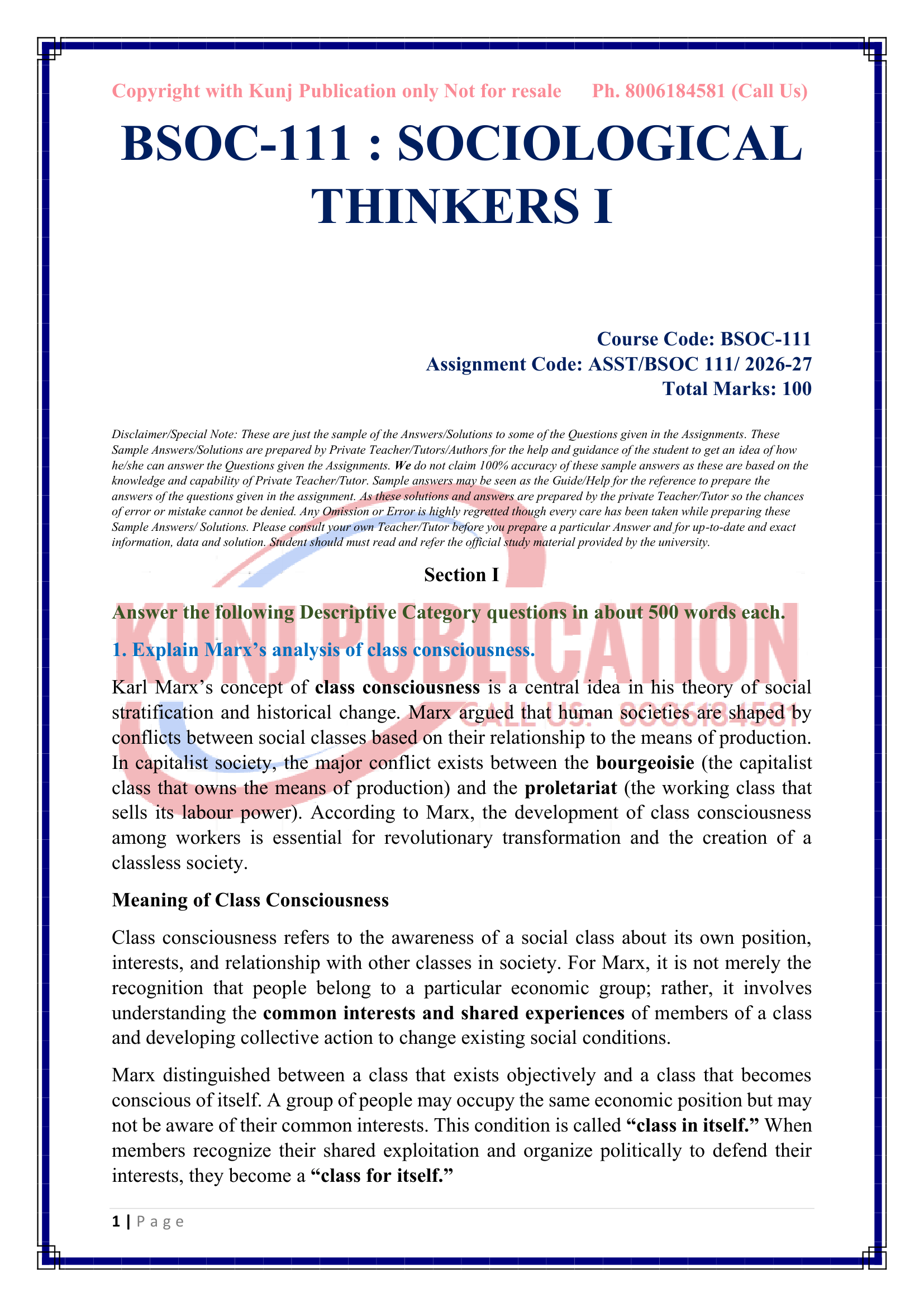 BSOC-111 EM 2026-27 KUNJ PUBLICATION-02