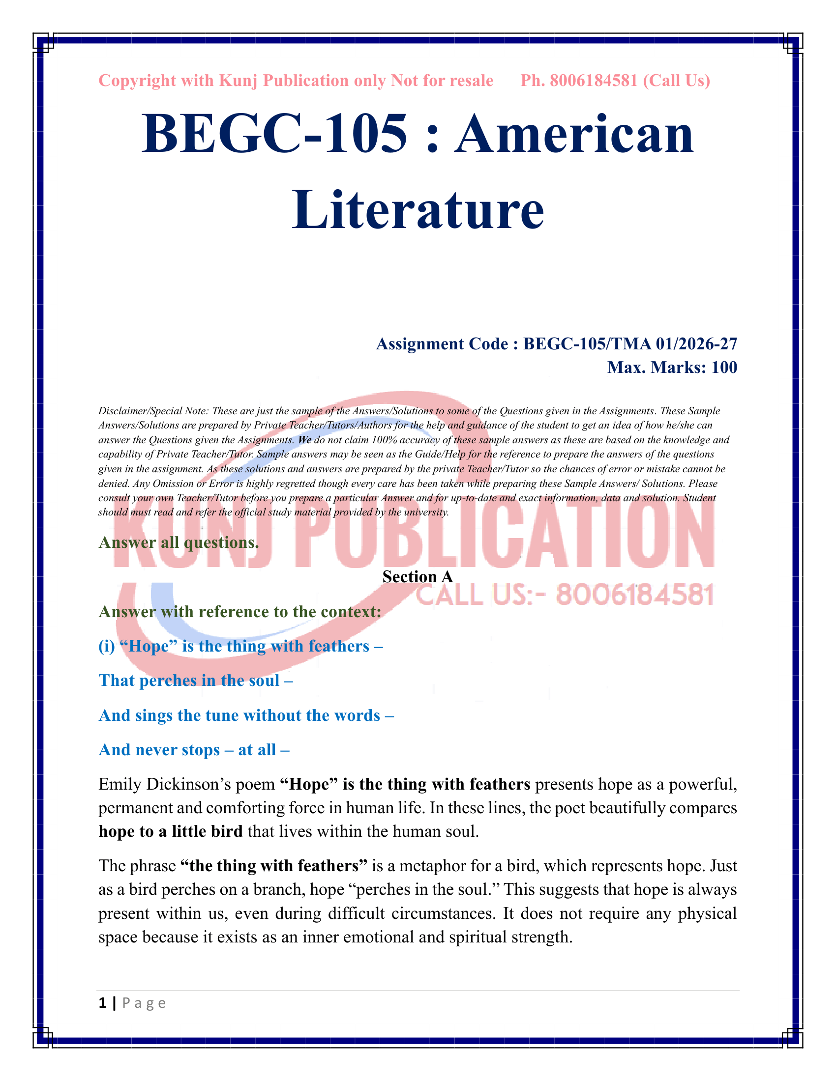 BEGC-105 EM 2026-27 KUNJ PUBLICATION-03