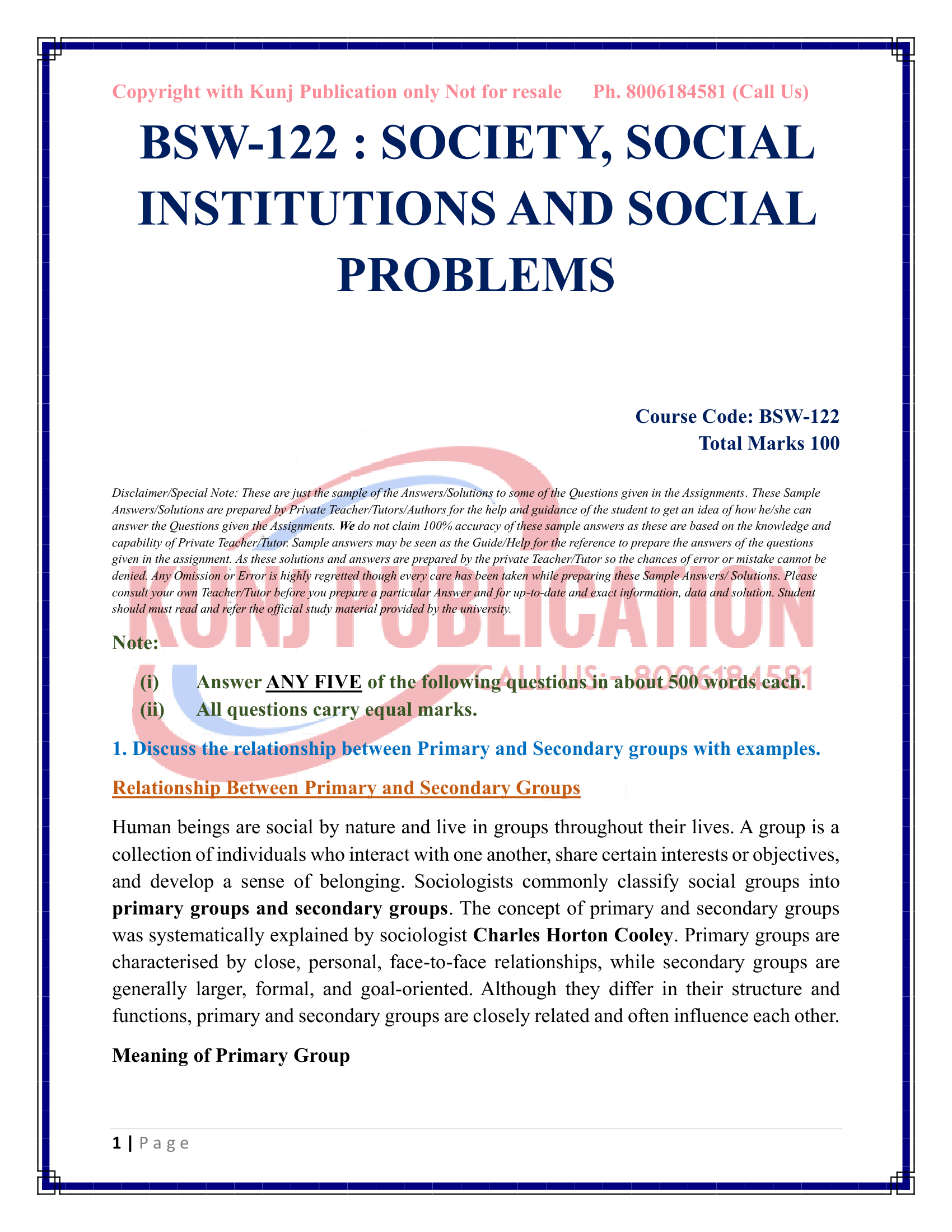 BSW-122 EM 2026-27 KUNJ PUBLICATION-02