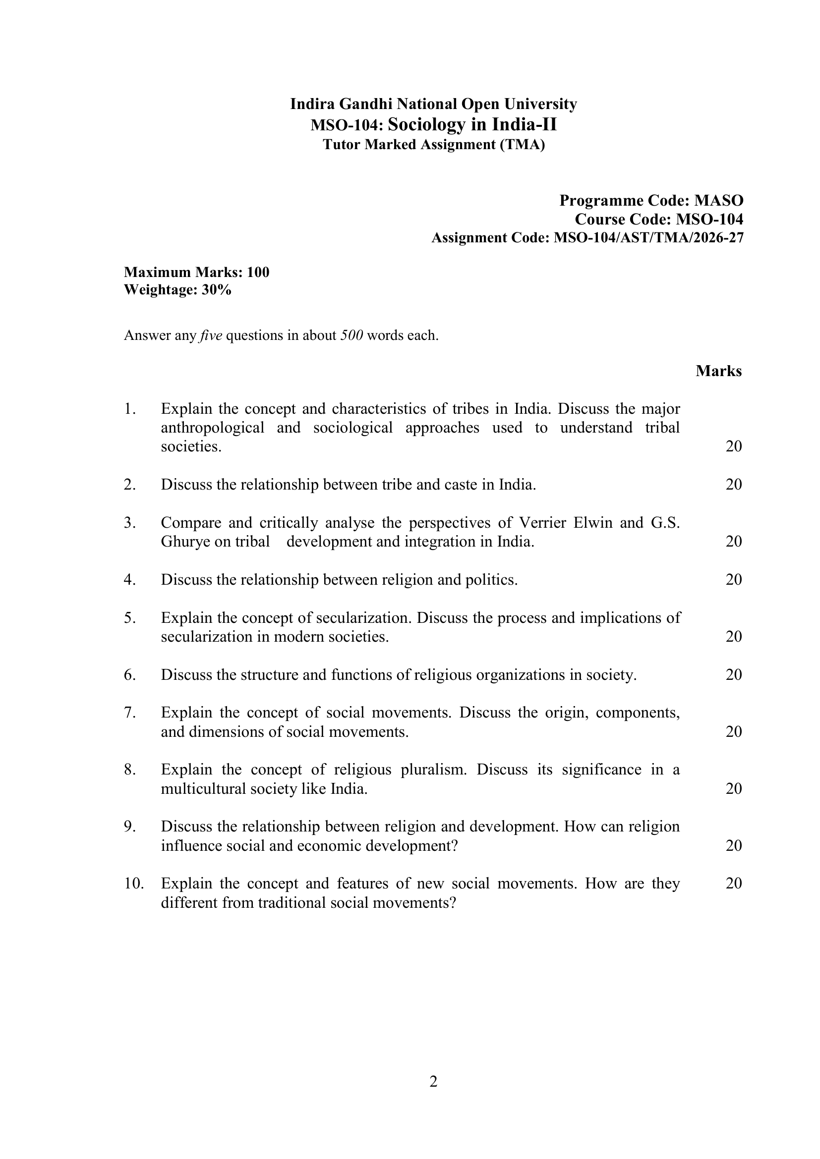 MSO-104 EM 2026-27 KUNJ PUBLICATION-01